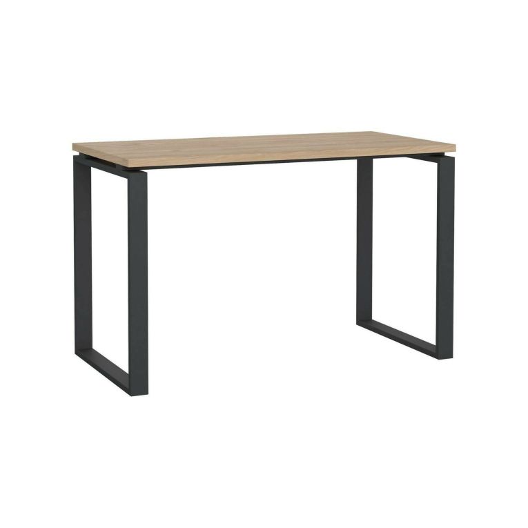 Scrivania Muriel, Scrittoio multiuso, Tavolo per ufficio porta PC, Piano di lavoro, 60x120 h76 cm, Rovere e Grigio
