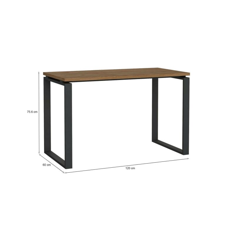 Scrivania Muriel, Scrittoio multiuso, Tavolo per ufficio porta PC, Piano di lavoro, 60x120 h76 cm, Rovere e Grigio