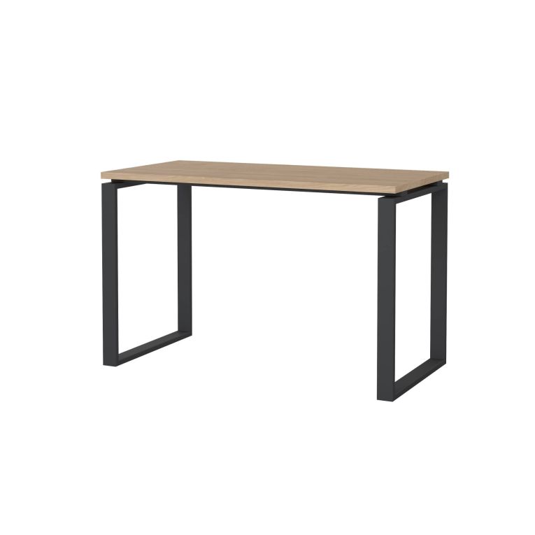 Scrivania Muriel, Scrittoio multiuso, Tavolo per ufficio porta PC, Piano di lavoro, 60x120 h76 cm, Rovere e Grigio