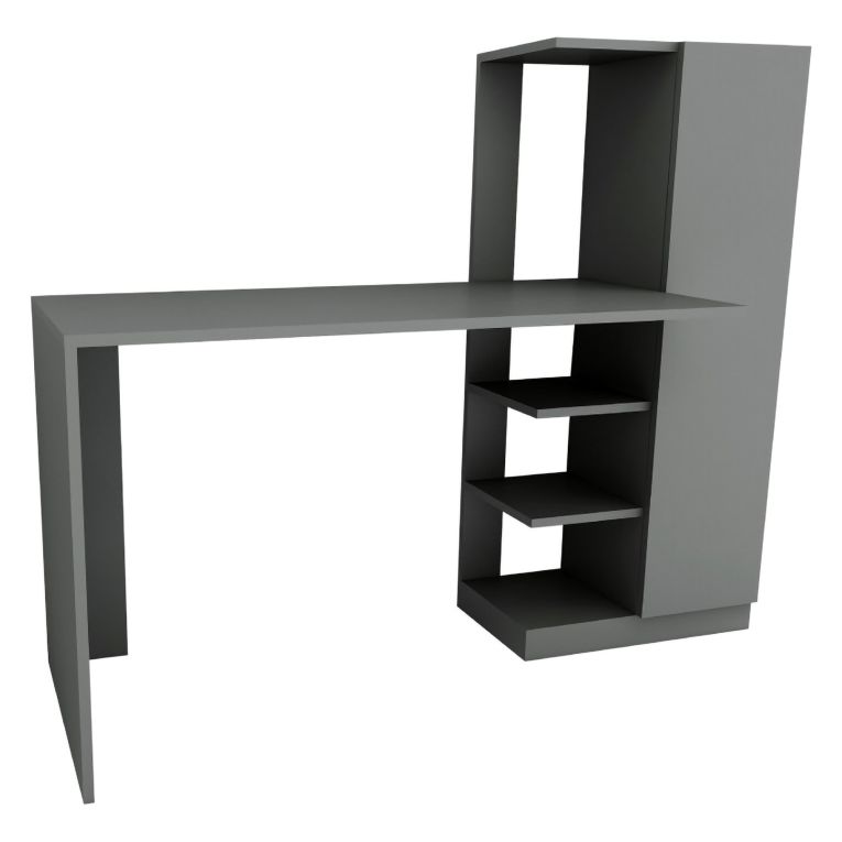 Scrivania Nero Antracite 6 Ripiani Un'anta 120x55x74h cm, 7 Vani - Donnas
