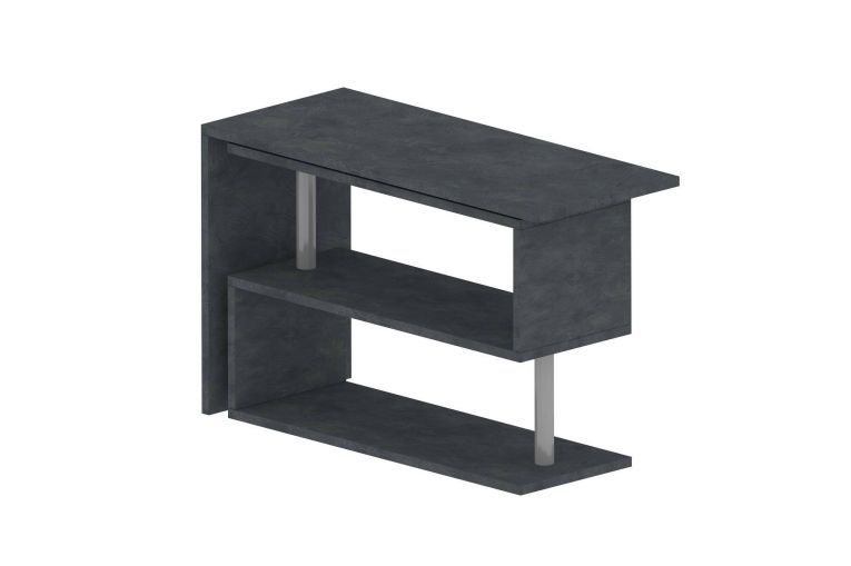 Scrivania Nero Antracite Angolare Modulabile 120x50x75h cm, 2 Ripiani - Topazio