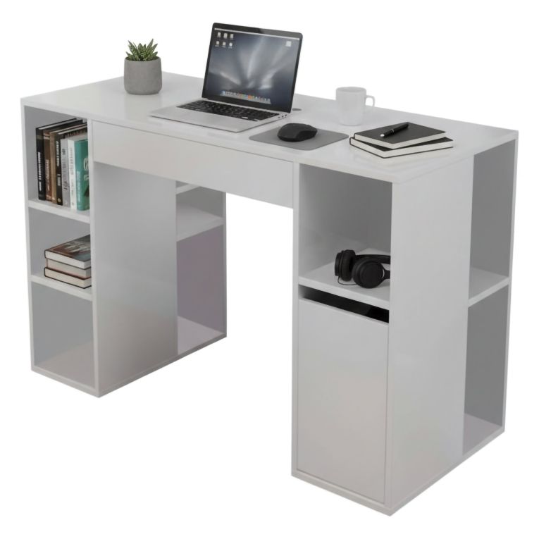 Scrivania No bianca 145x59cm con libreria - Carife