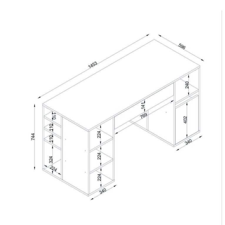 Scrivania No bianca 145x59cm con libreria - Carife