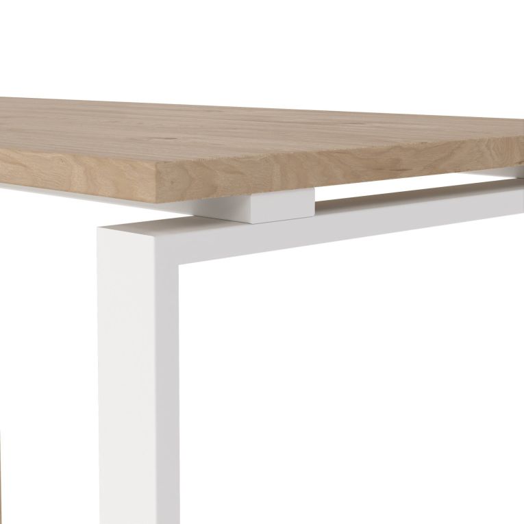 Scrivania Noemie, Scrittoio multiuso, Tavolo per ufficio porta PC, Piano di lavoro, 100x150 h76 cm, Rovere e Bianco