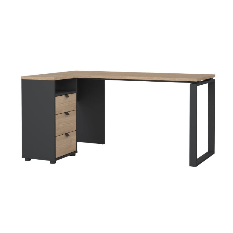 Scrivania Noemie, Scrittoio multiuso, Tavolo per ufficio porta PC, Piano di lavoro, 100x150 h76 cm, Rovere e Grigio