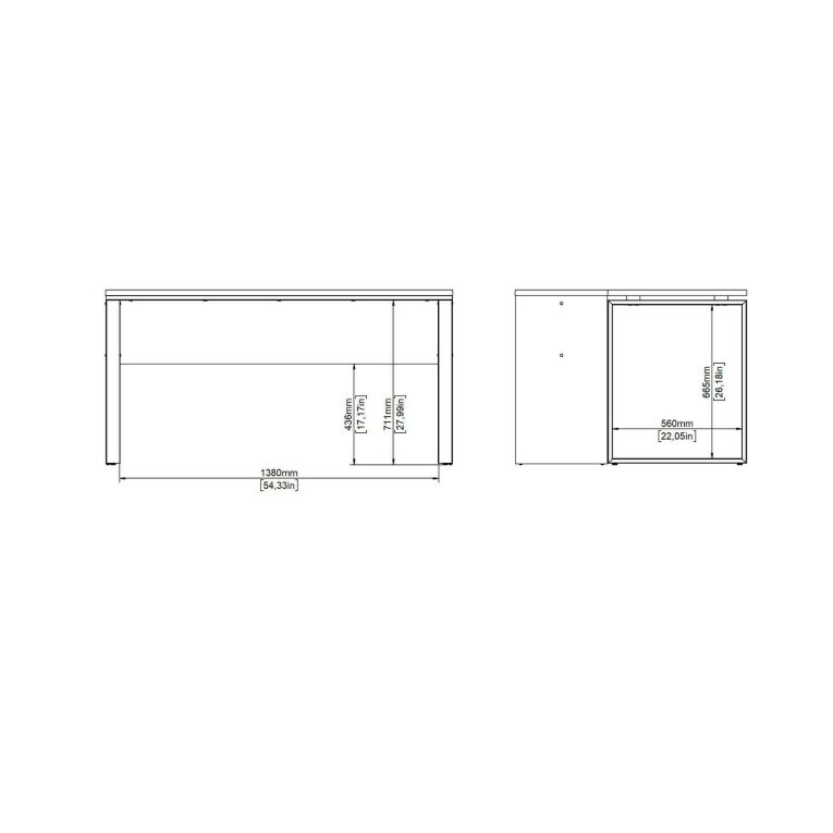 Scrivania Oriane, Scrittoio multiuso, Tavolo per ufficio porta PC, Piano di lavoro, 60x0 h76 cm, Rovere e Bianco