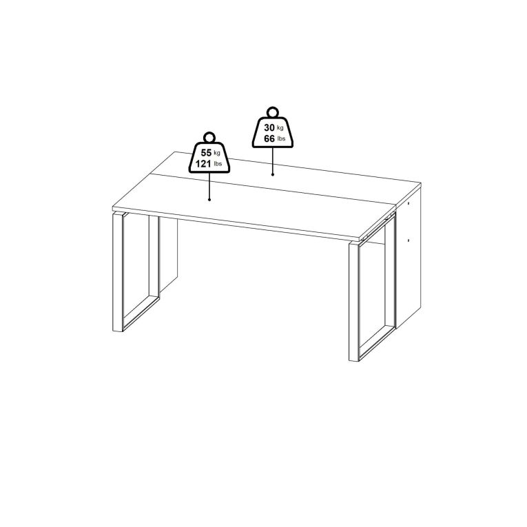 Scrivania Oriane, Scrittoio multiuso, Tavolo per ufficio porta PC, Piano di lavoro, 60x0 h76 cm, Rovere e Bianco