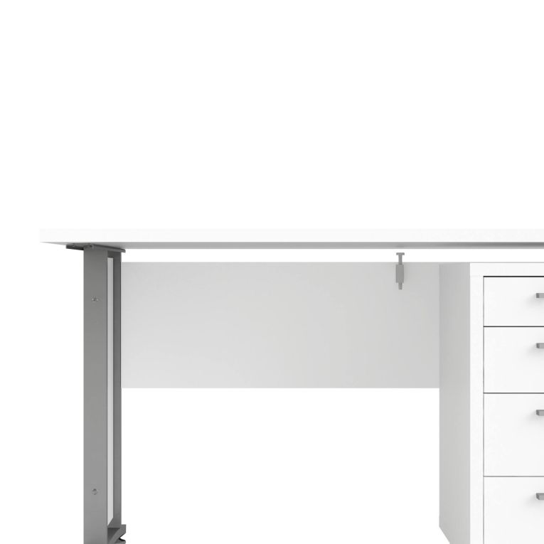 Scrivania Orphee, Scrittoio multiuso, Tavolo per ufficio porta PC, Piano di lavoro, 150x80 h75 cm, Bianco e Grigio