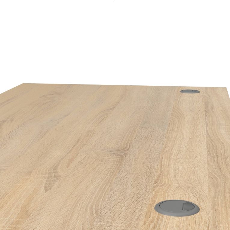 Scrivania Orphee, Scrittoio multiuso, Tavolo per ufficio porta PC, Piano di lavoro, 150x80 h75 cm, Grigio e Quercia