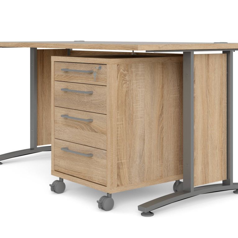Scrivania Orphee, Scrittoio multiuso, Tavolo per ufficio porta PC, Piano di lavoro, 150x80 h75 cm, Grigio e Quercia