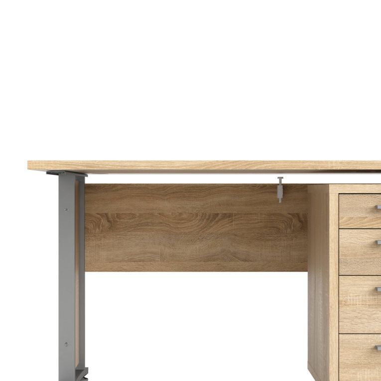 Scrivania Orphee, Scrittoio multiuso, Tavolo per ufficio porta PC, Piano di lavoro, 150x80 h75 cm, Grigio e Quercia