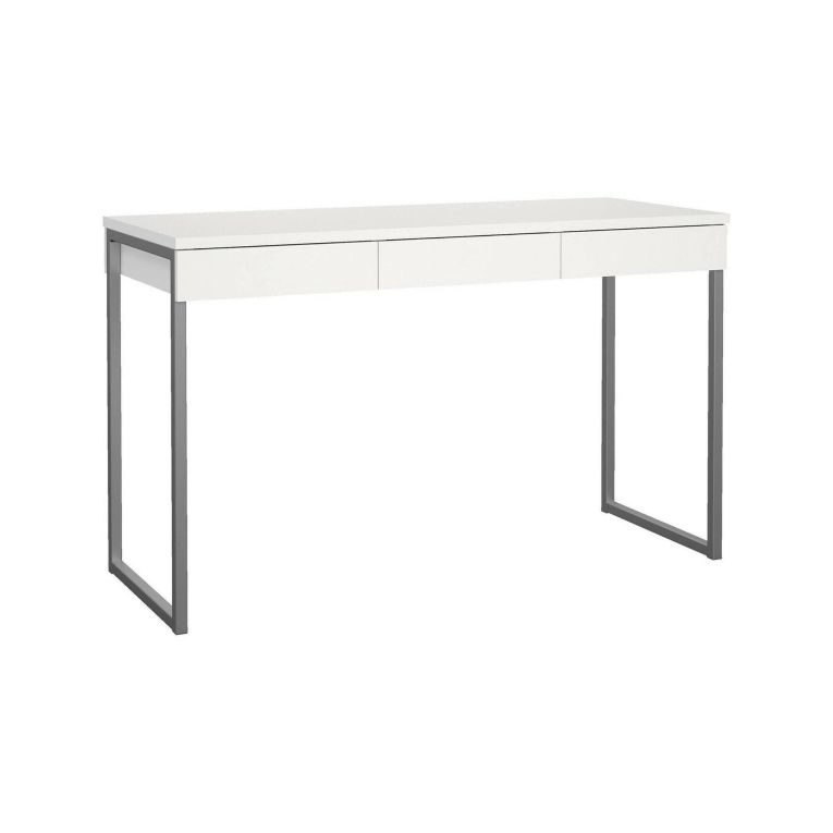 Scrivania Pascale, Scrittoio multiuso, Tavolo per ufficio porta PC, Piano di lavoro, 126x52 h77 cm, Bianco
