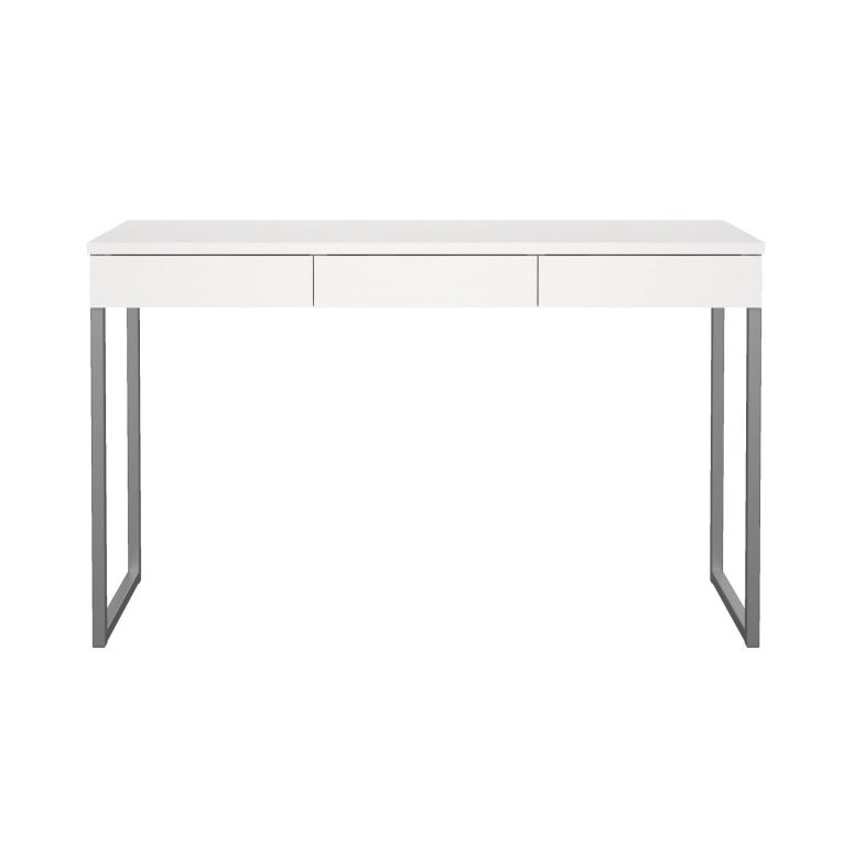 Scrivania Pascale, Scrittoio multiuso, Tavolo per ufficio porta PC, Piano di lavoro, 126x52 h77 cm, Bianco