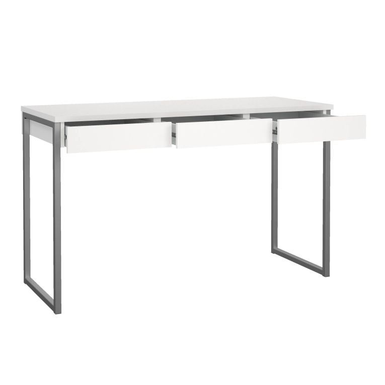 Scrivania Pascale, Scrittoio multiuso, Tavolo per ufficio porta PC, Piano di lavoro, 126x52 h77 cm, Bianco