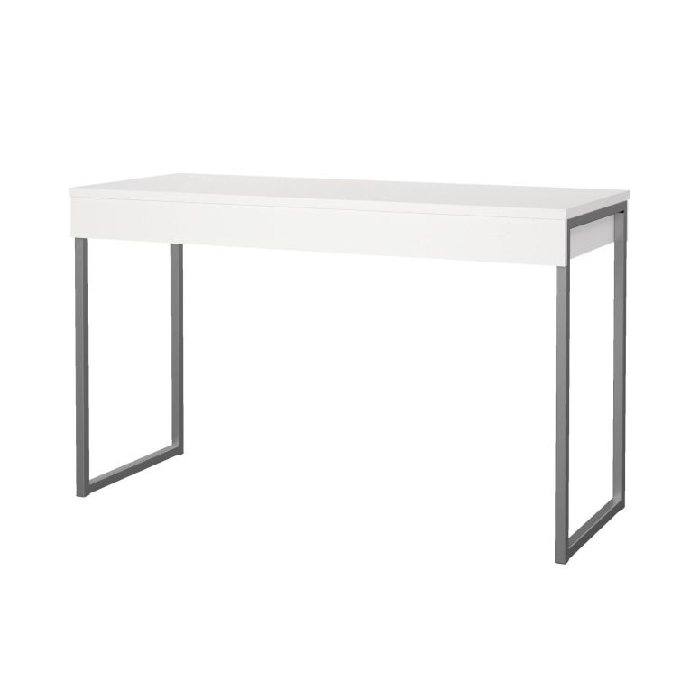 Scrivania Pascale, Scrittoio multiuso, Tavolo per ufficio porta PC, Piano di lavoro, 126x52 h77 cm, Bianco