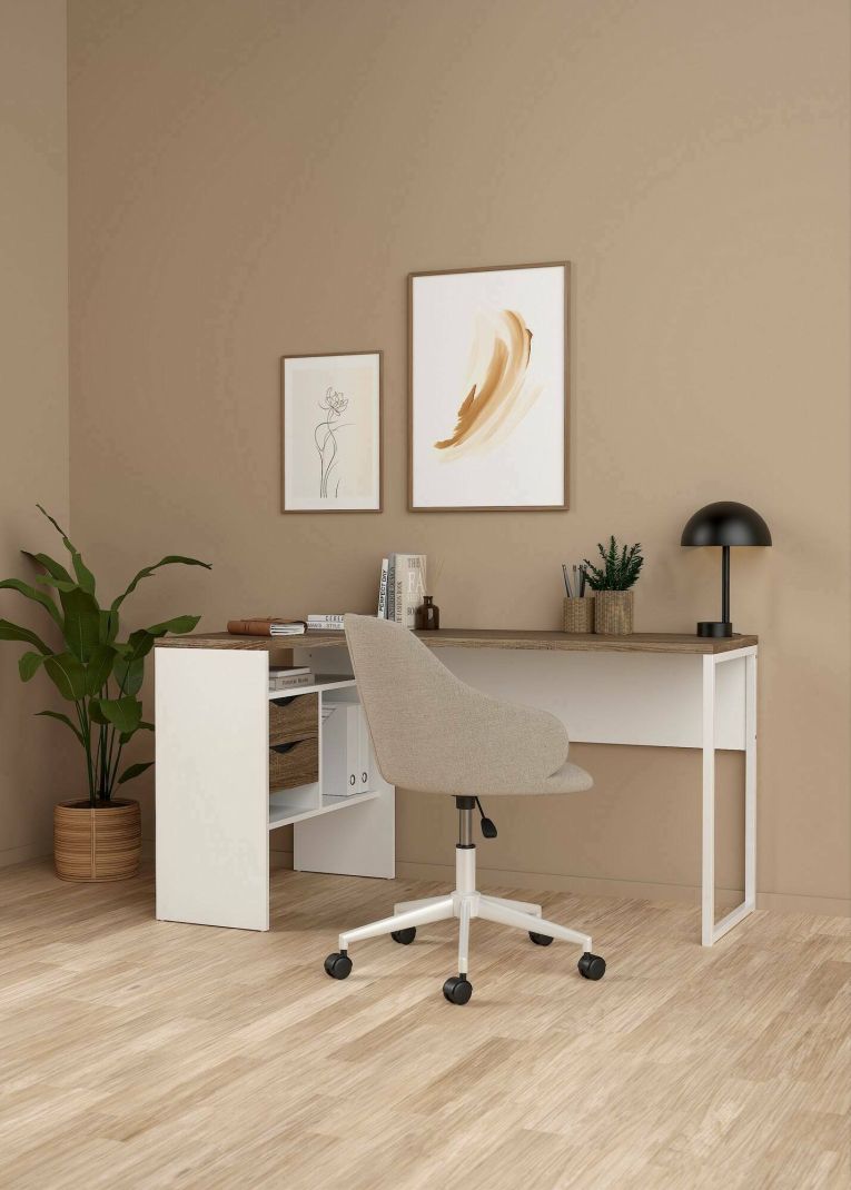 Scrivania Patience, Scrittoio multiuso, Tavolo per ufficio porta PC, Piano di lavoro, 145x81 h77 cm, Bianco