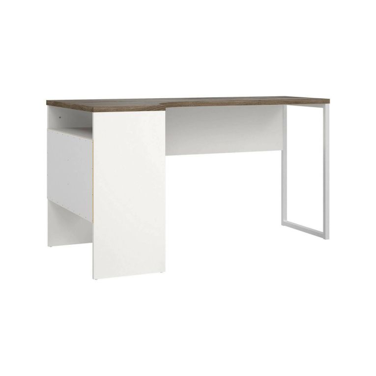 Scrivania Patience, Scrittoio multiuso, Tavolo per ufficio porta PC, Piano di lavoro, 145x81 h77 cm, Bianco
