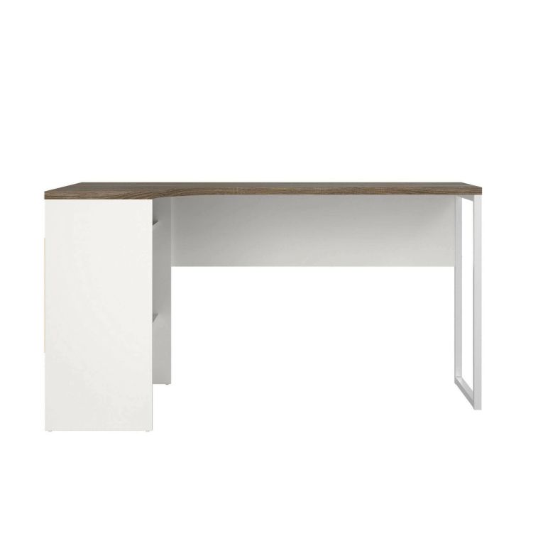 Scrivania Patience, Scrittoio multiuso, Tavolo per ufficio porta PC, Piano di lavoro, 145x81 h77 cm, Bianco