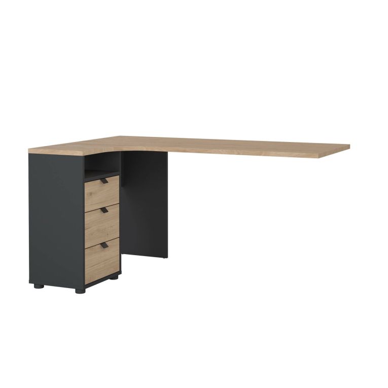 Scrivania Pinot, Scrittoio multiuso, Tavolo per ufficio porta PC, Piano di lavoro, 100x150 h76 cm, Rovere e Grigio