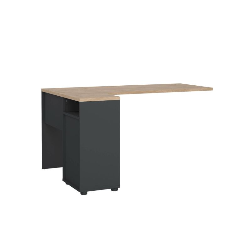 Scrivania Pinot, Scrittoio multiuso, Tavolo per ufficio porta PC, Piano di lavoro, 100x150 h76 cm, Rovere e Grigio