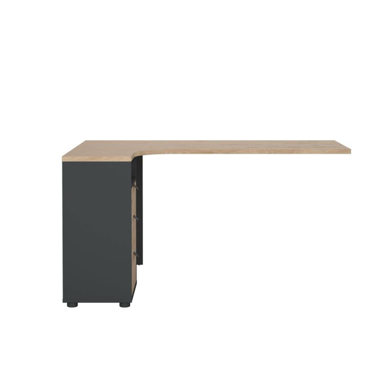 Scrivania Pinot, Scrittoio multiuso, Tavolo per ufficio porta PC, Piano di lavoro, 100x150 h76 cm, Rovere e Grigio
