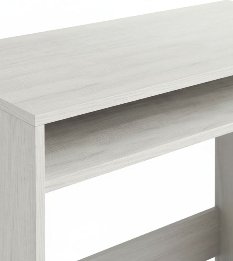 Scrivania Portland, Scrittoio lineare con ripiano fisso, Tavolo da studio o ufficio porta PC, 79x43h78 cm, Bianco effetto legno