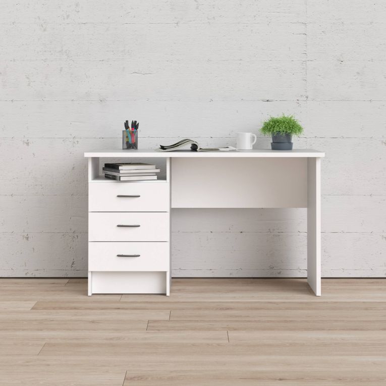 Scrivania Priscille, Scrittoio multiuso, Tavolo per ufficio porta PC, Piano di lavoro, 120x48 h72 cm, Bianco