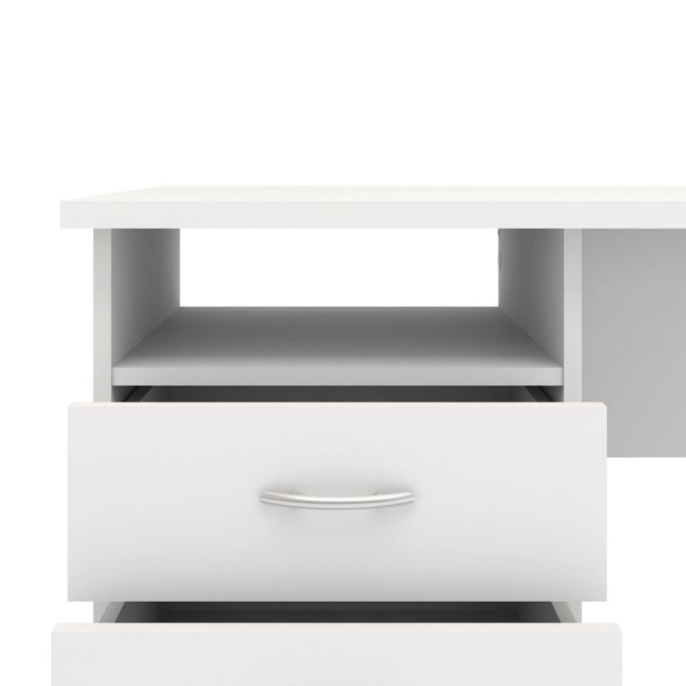 Scrivania Priscille, Scrittoio multiuso, Tavolo per ufficio porta PC, Piano di lavoro, 120x48 h72 cm, Bianco