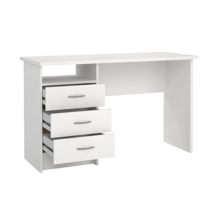 Scrivania Priscille, Scrittoio multiuso, Tavolo per ufficio porta PC, Piano di lavoro, 120x48 h72 cm, Bianco