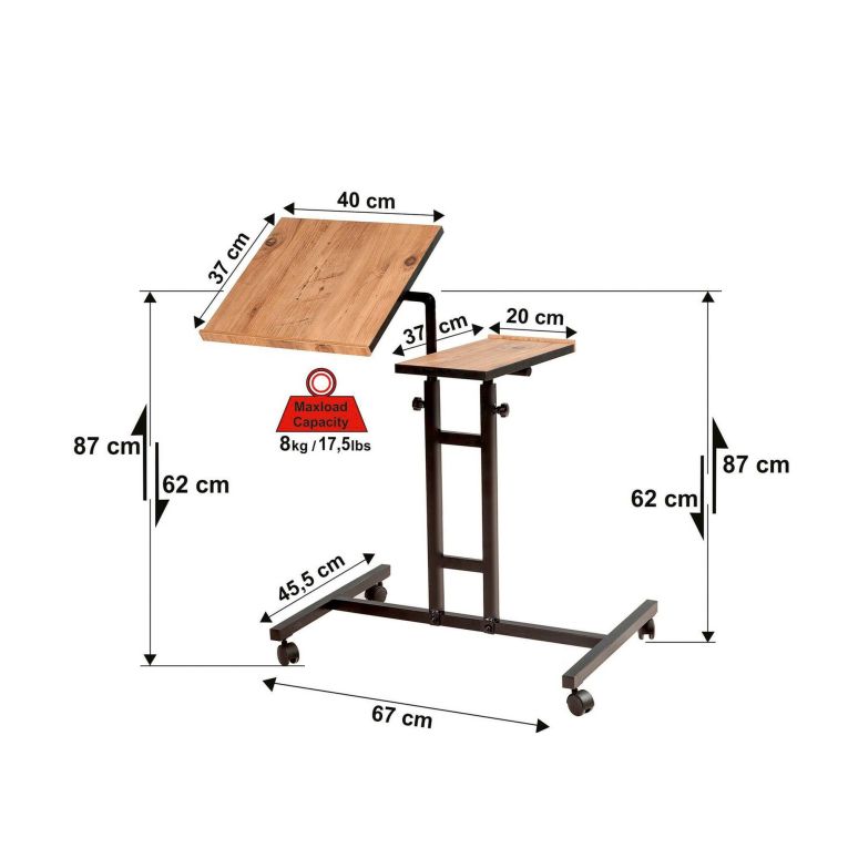 Scrivania quercia e nera 67x45cm con supporto computer - Cairoli
