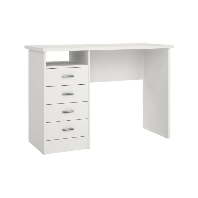 Scrivania Rachel, Scrittoio multiuso, Tavolo per ufficio porta PC, Piano di lavoro, 110x45 h76 cm, Bianco