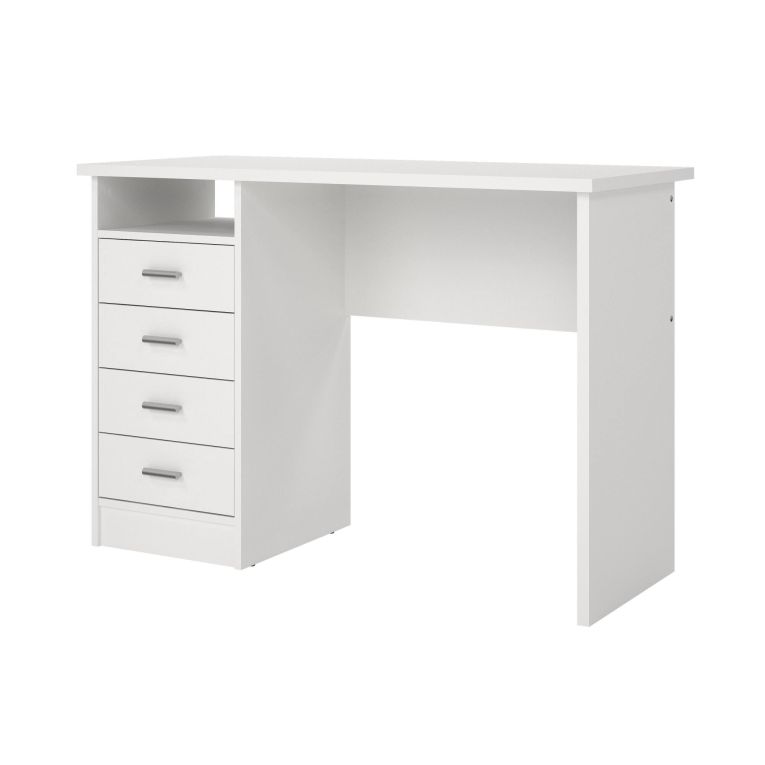 Scrivania Rachel, Scrittoio multiuso, Tavolo per ufficio porta PC, Piano di lavoro, 110x45 h76 cm, Bianco
