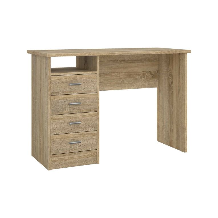 Scrivania Rachel, Scrittoio multiuso, Tavolo per ufficio porta PC, Piano di lavoro, 110x49 h76 cm, Quercia