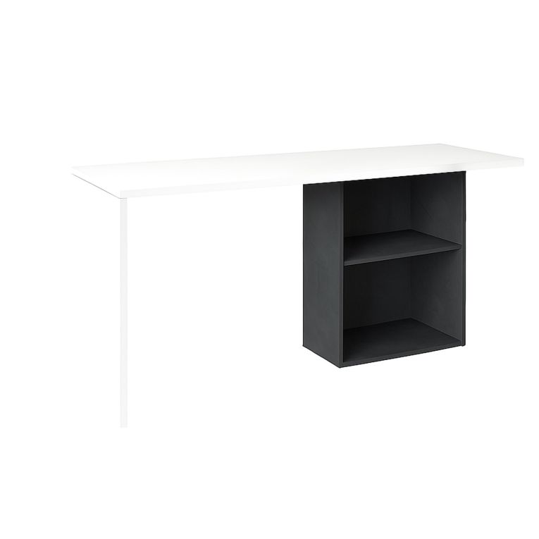 Scrivania Raimondo, Scrittoio lineare porta PC, Tavolo multiuso per ufficio, Scrivania salvaspazio, 100% Made in Italy, cm 110x50h75, Bianco lucido e Ardesia