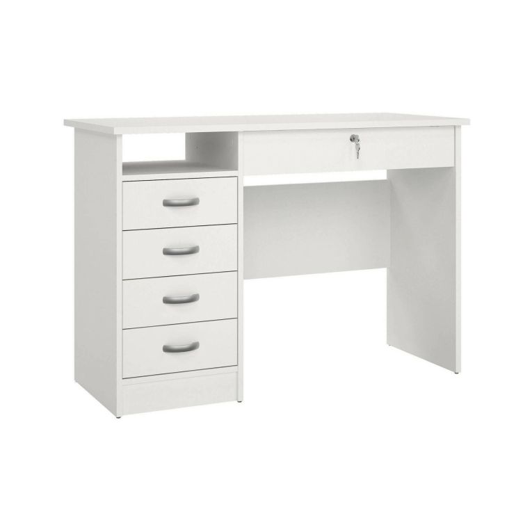 Scrivania Raymonde, Scrittoio multiuso, Tavolo per ufficio porta PC, Piano di lavoro, 109x48 h75 cm, Bianco