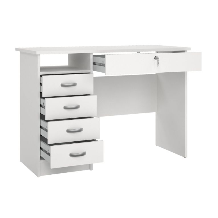 Scrivania Raymonde, Scrittoio multiuso, Tavolo per ufficio porta PC, Piano di lavoro, 109x48 h75 cm, Bianco