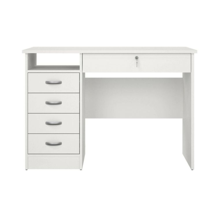 Scrivania Raymonde, Scrittoio multiuso, Tavolo per ufficio porta PC, Piano di lavoro, 109x48 h75 cm, Bianco