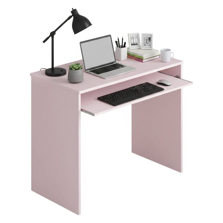 Scrivania Rosa un Ripiano Materiale Piano in Legno Nobilitato 90x54x79h cm, Colore Ripiano Rosa - Ajeje