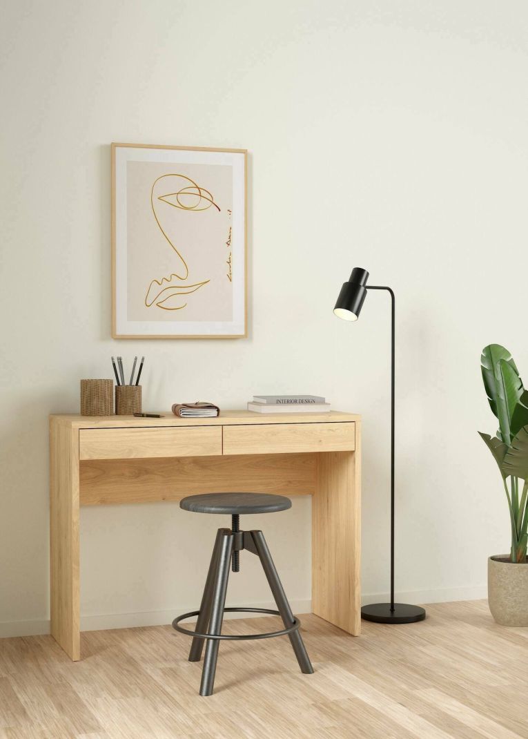 Scrivania Sabra, Scrittoio multiuso, Tavolo per ufficio porta PC, Piano di lavoro, 40x100 h77 cm, Rovere