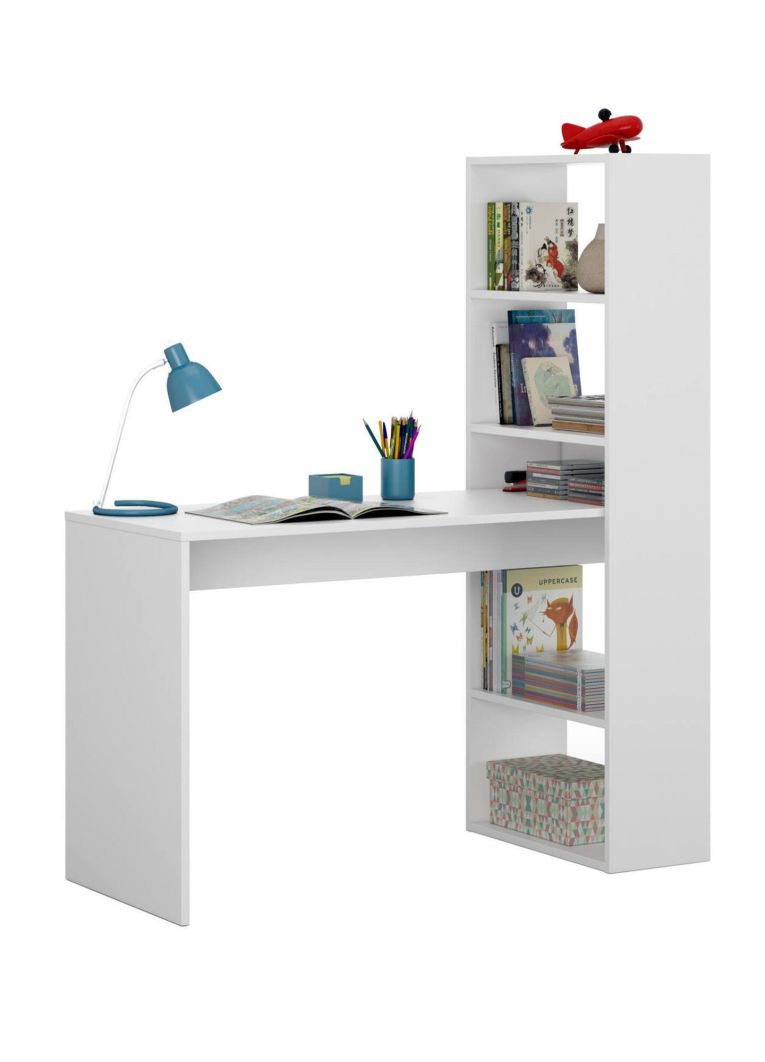 Scrivania salvaspazio bianca 120x53cm con libreria - Ali