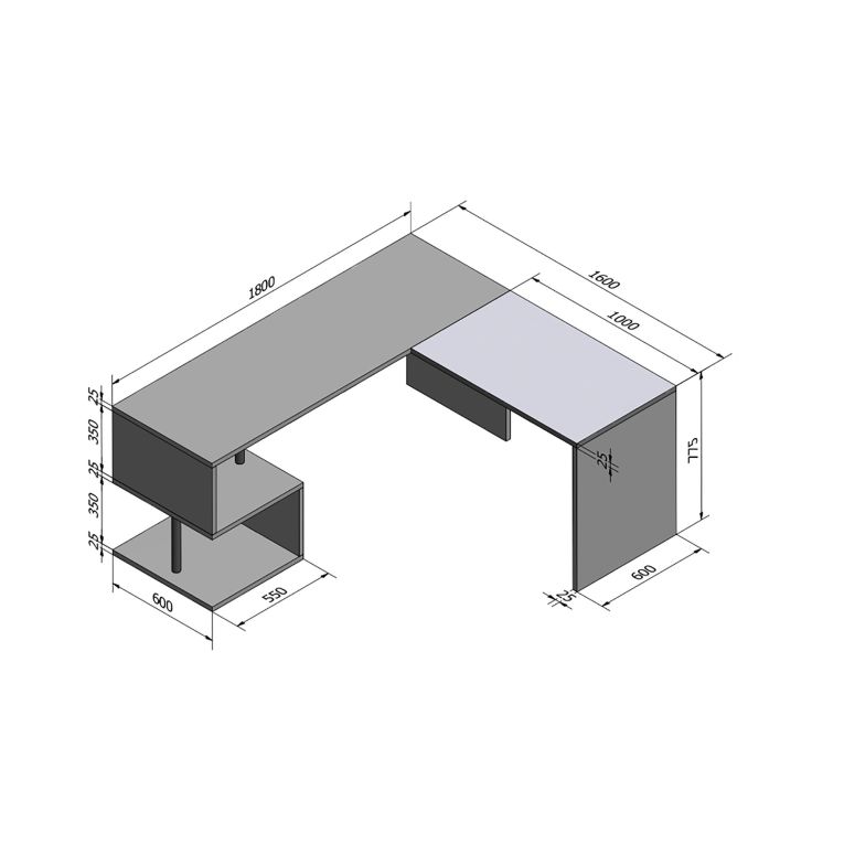 Scrivania Sasha, Scrittoio angolare porta PC, Tavolo multiuso per ufficio, Scrivania salvaspazio multiposizione, 100% Made in Italy, cm 160x60h78, Rovere