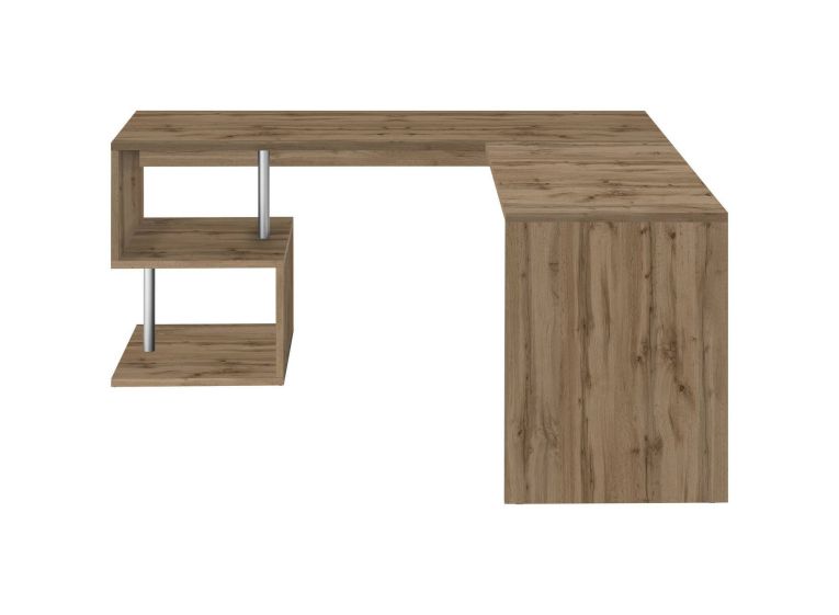 Scrivania Sasha, Scrittoio angolare porta PC, Tavolo multiuso per ufficio, Scrivania salvaspazio multiposizione, 100% Made in Italy, cm 160x60h78, Rovere
