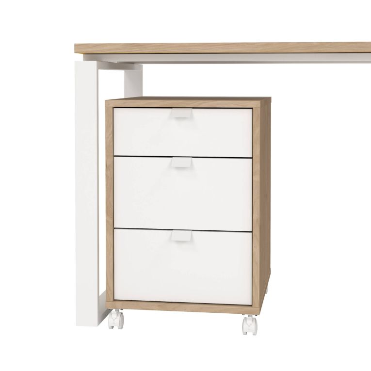 Scrivania Severine, Scrittoio multiuso, Tavolo per ufficio porta PC, Piano di lavoro, 80x184 h205 cm, Rovere e Bianco
