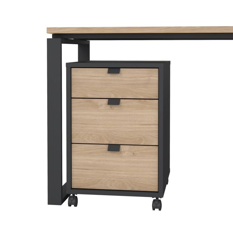 Scrivania Severine, Scrittoio multiuso, Tavolo per ufficio porta PC, Piano di lavoro, 80x184 h205 cm, Rovere e Grigio