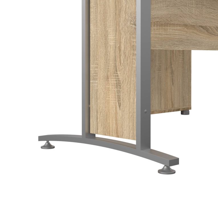 Scrivania Sidonia, Scrittoio multiuso, Tavolo per ufficio porta PC, Piano di lavoro, 159x150 h75 cm, Grigio e Quercia