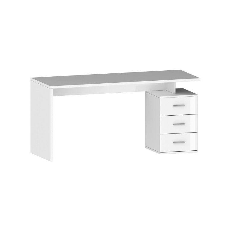 Scrivania Siro, Scrittoio lineare, Scrivania ufficio multiuso, Scrivania salvaspazio multi posizione, 160x60h75 cm, Bianco
