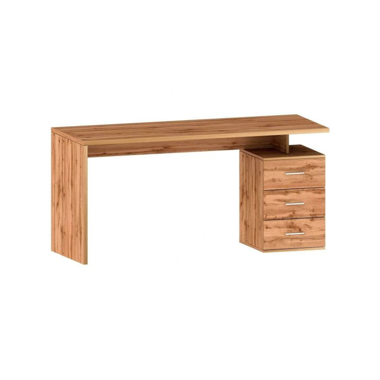 Scrivania Siro, Scrittoio lineare, Scrivania ufficio multiuso, Scrivania salvaspazio multi posizione, 160x60h75 cm, Rovere