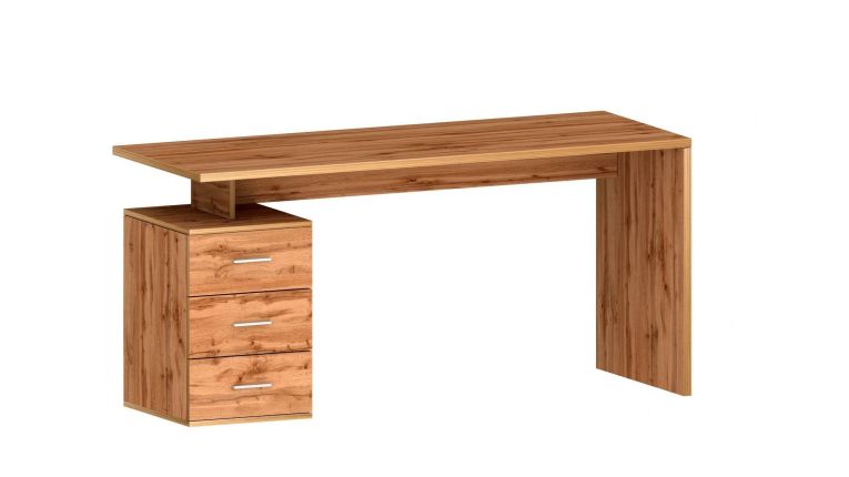 Scrivania Siro, Scrittoio lineare, Scrivania ufficio multiuso, Scrivania salvaspazio multi posizione, 160x60h75 cm, Rovere