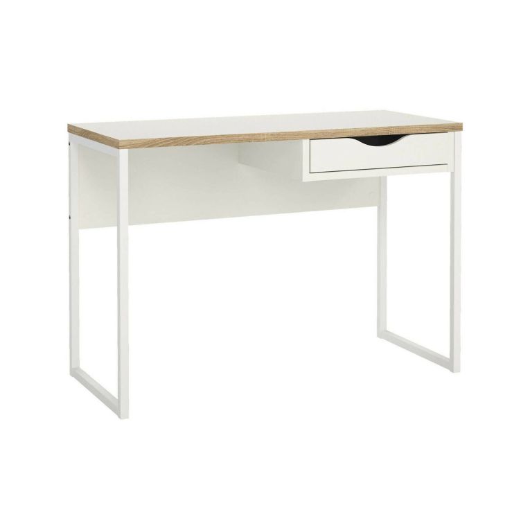 Scrivania Stephanie, Scrittoio multiuso, Tavolo per ufficio porta PC, Piano di lavoro, 110x48 h77 cm, Bianco
