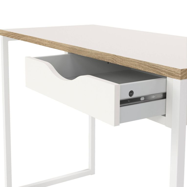 Scrivania Stephanie, Scrittoio multiuso, Tavolo per ufficio porta PC, Piano di lavoro, 110x48 h77 cm, Bianco